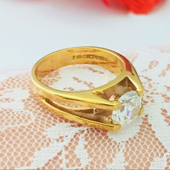 Vintage Solitaire Diamond 14k overlay HGE Lind GFJ Gold Ring Size 9 1047 - Picture 3 of 8